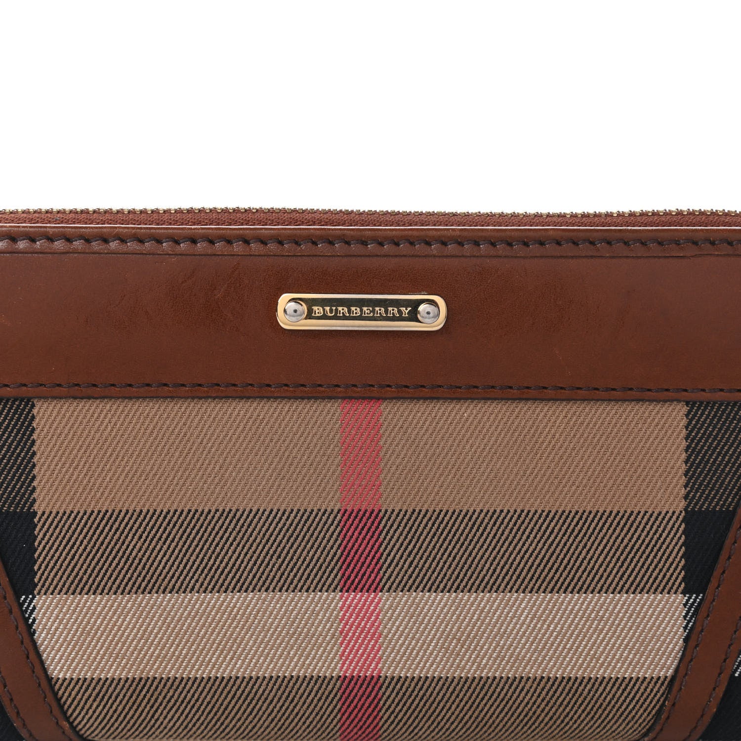 Burberry House Check Bridle Calfskin Ziggy Zip Around Wallet Dark Tan 11 of 11