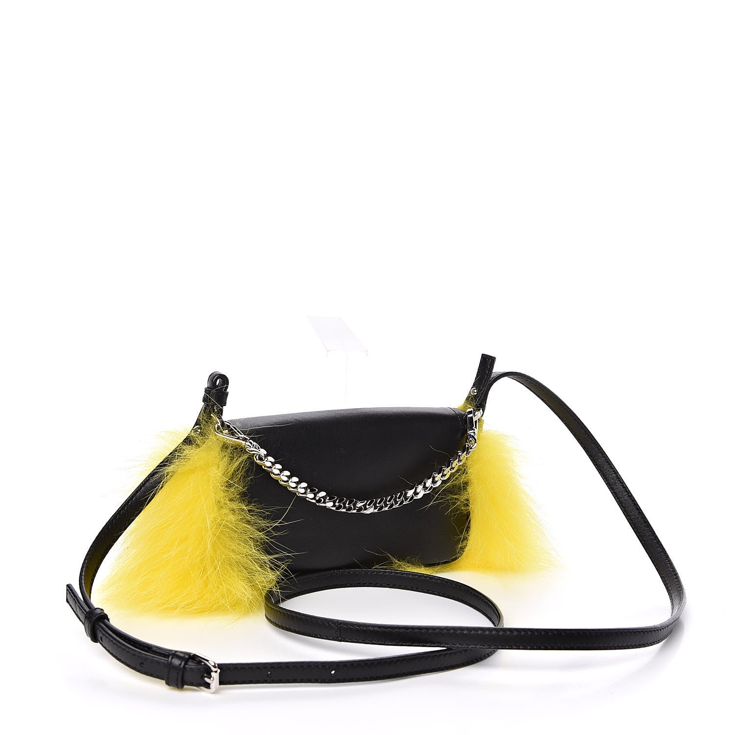 Fendi Nappa Fox Fur Monster Micro Baguette Black 3 of 7