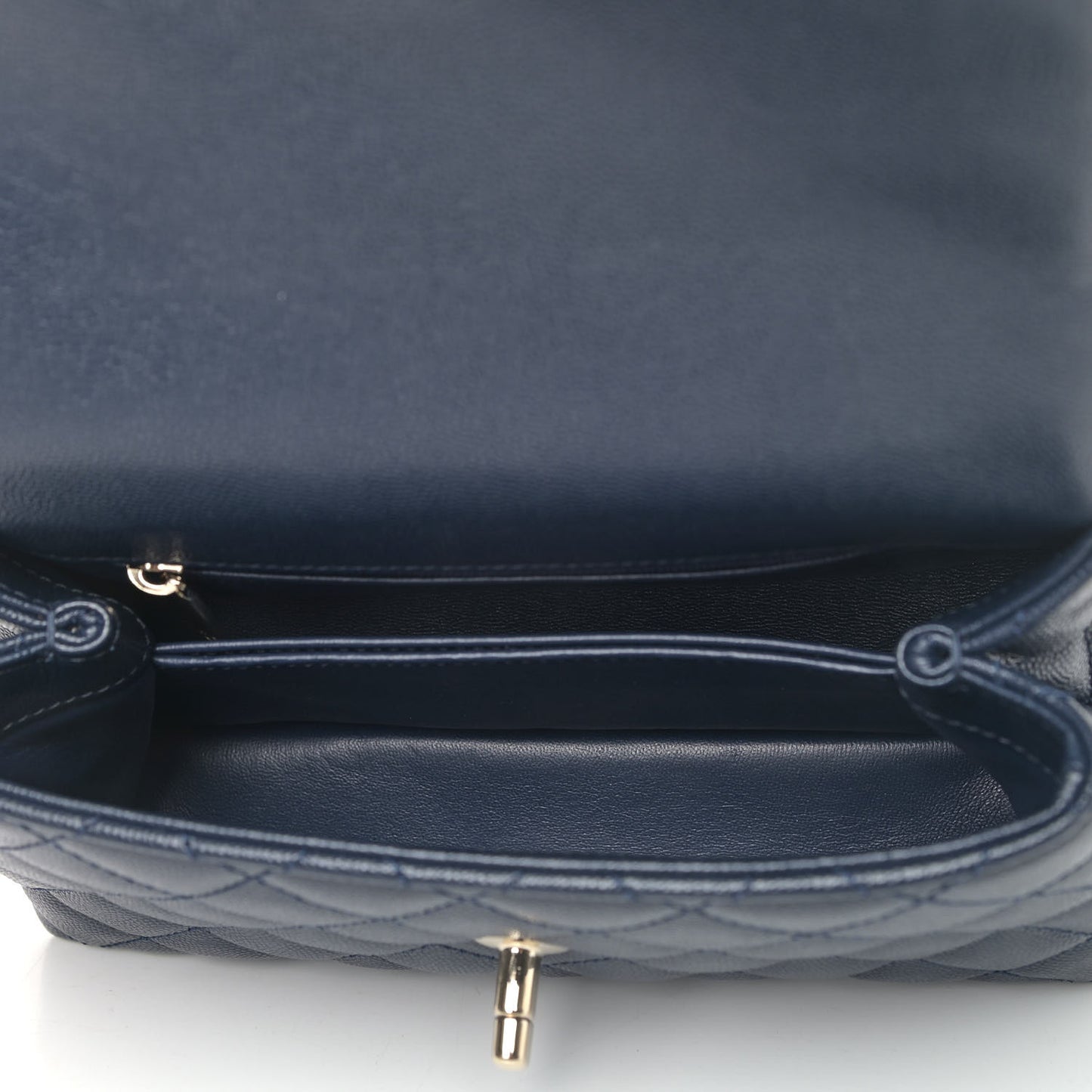 Caviar Quilted Mini Coco Handle Flap Navy Blue