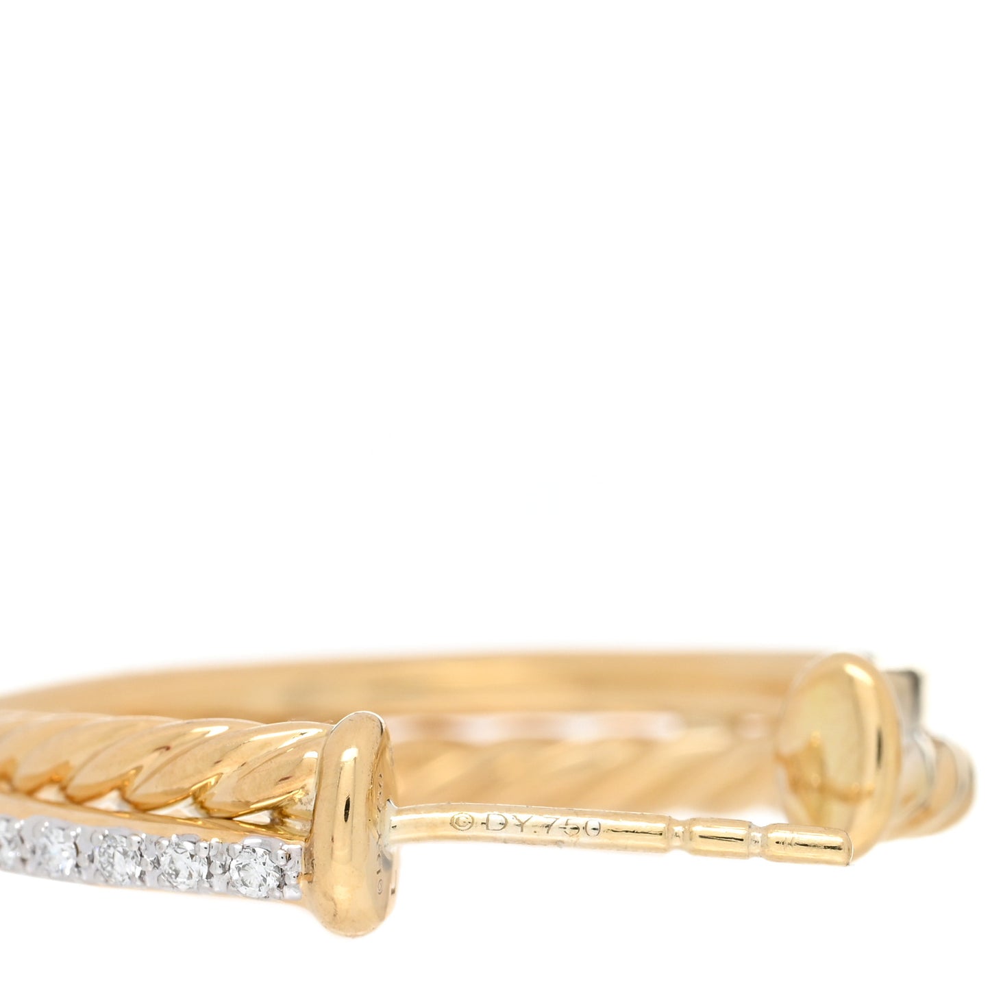 18K Yellow Gold Diamond Crossover Medium Hoop Earrings