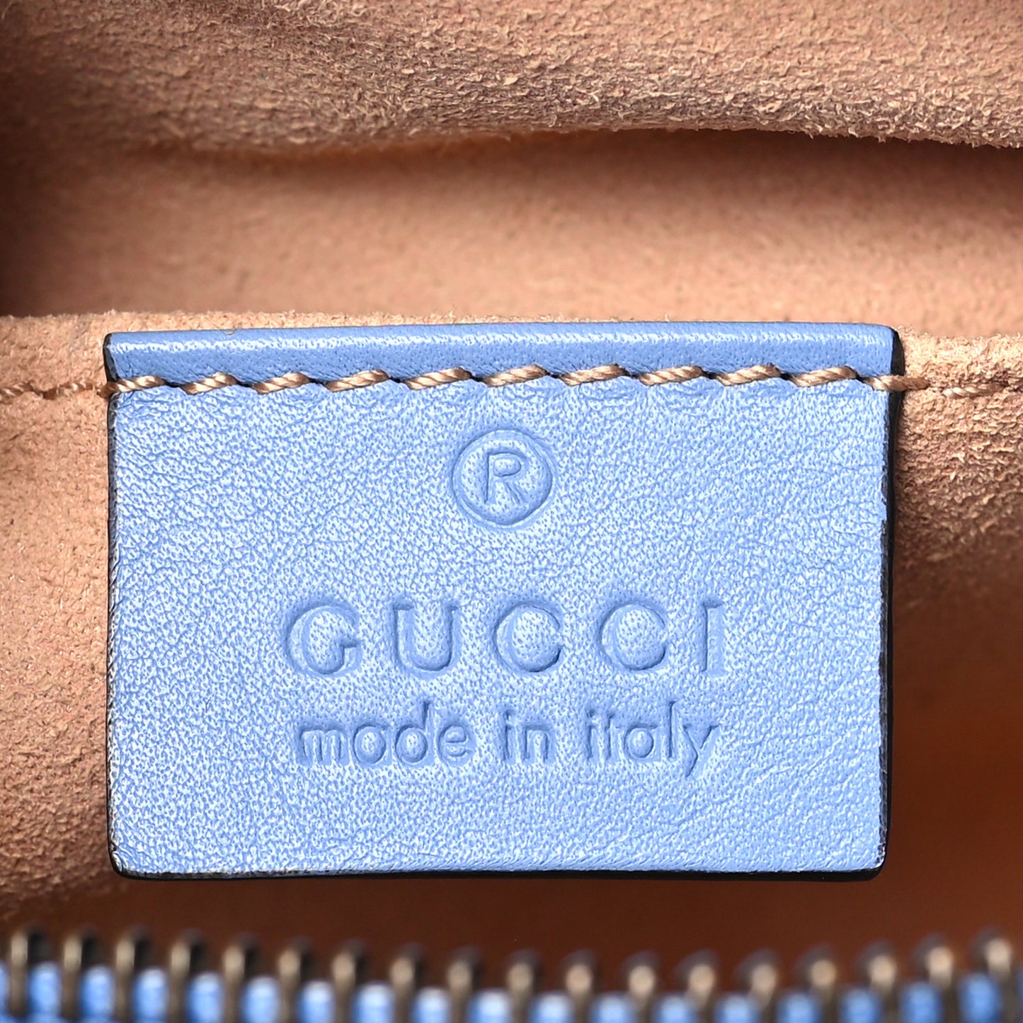 Calfskin Matelasse Mini GG Marmont Chain Shoulder Bag Clear Sky Blue