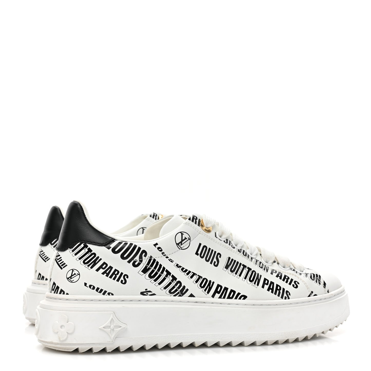 Calfskin Printed Time Out Trainer Sneakers 38 White