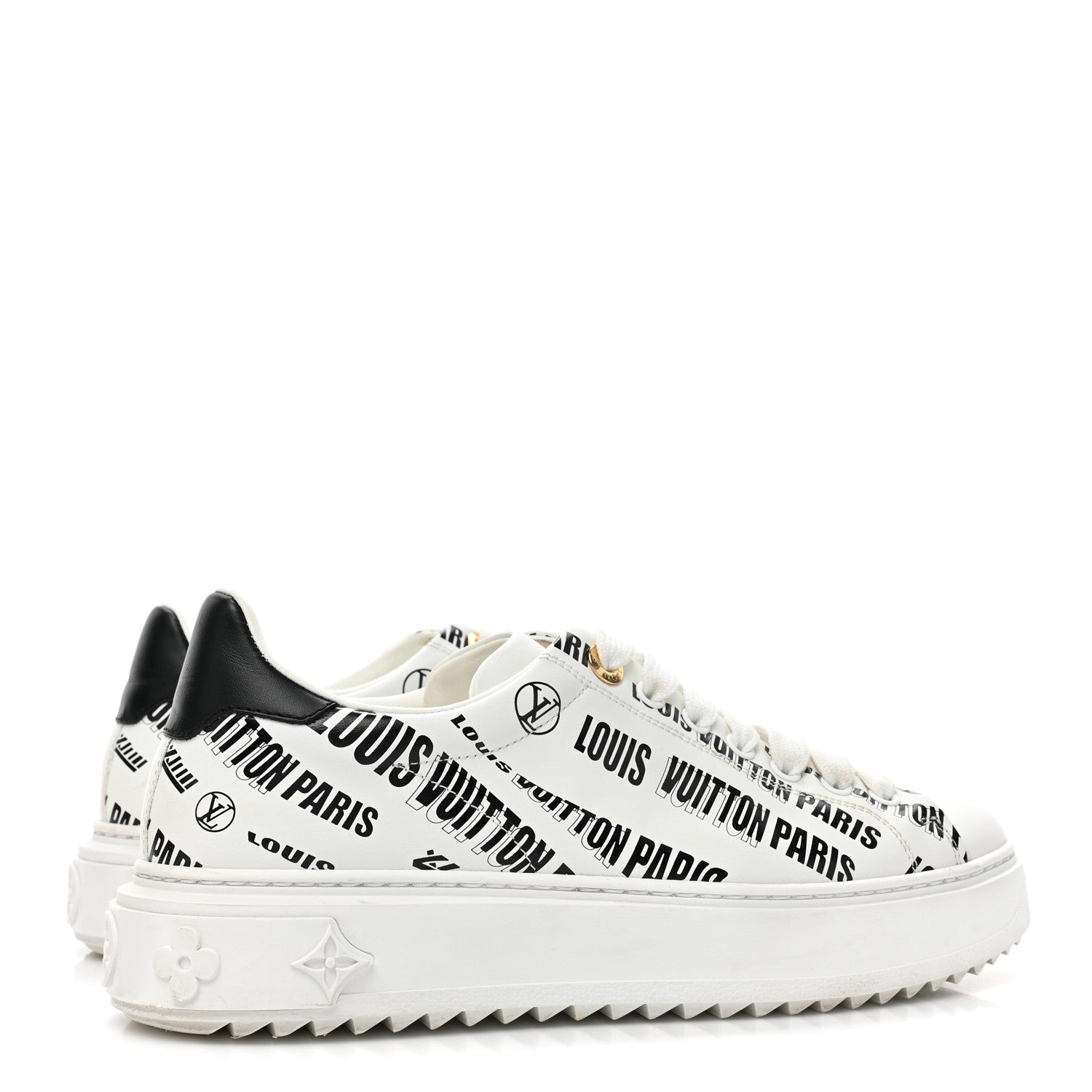 Louis Vuitton Calfskin Printed Time Out Trainer Sneakers 38 White 5 of 11