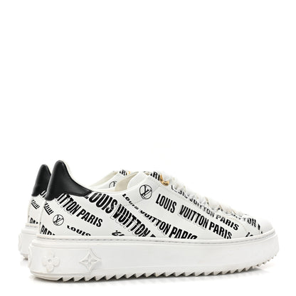 Louis Vuitton Calfskin Printed Time Out Trainer Sneakers 38 White 5 of 11