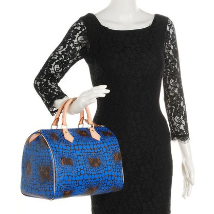 Louis Vuitton Monogram Kusama Town Speedy 30 Blue 2 of 7