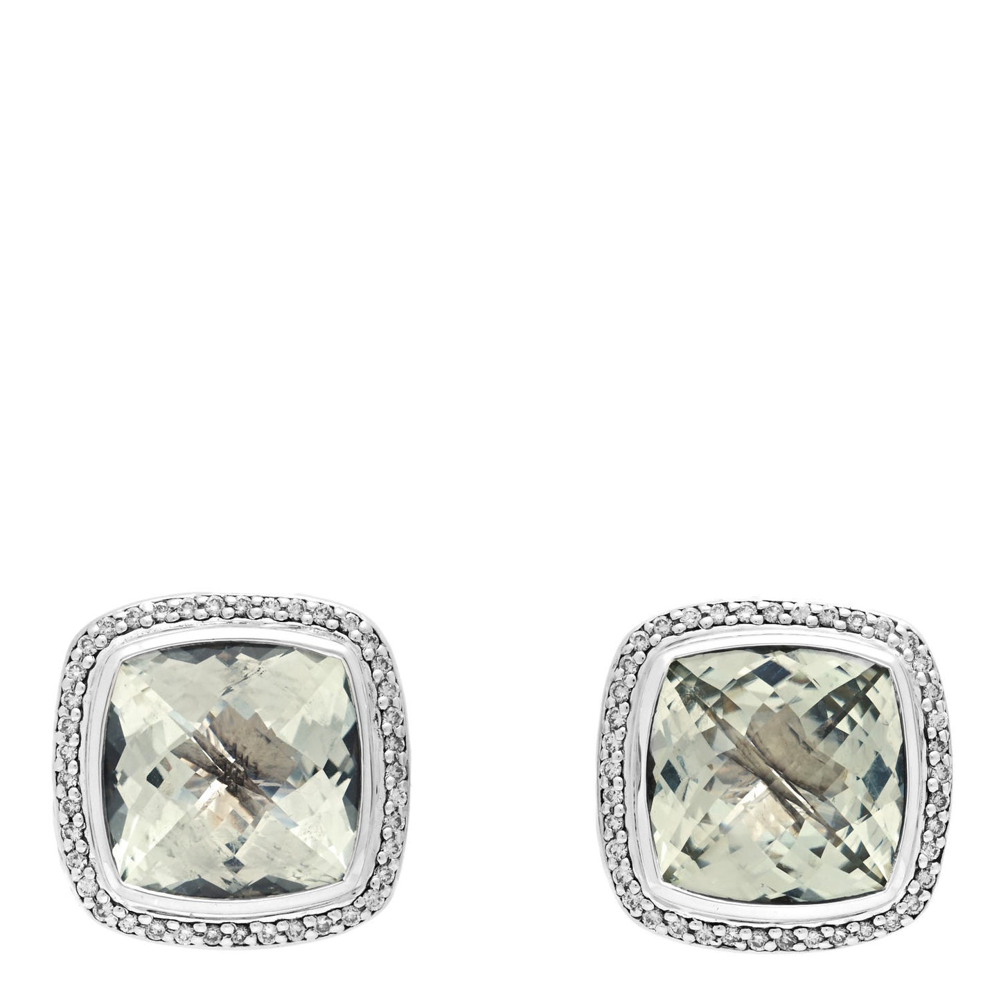 Sterling Silver Diamond Prasiolite 20mm Albion Earrings