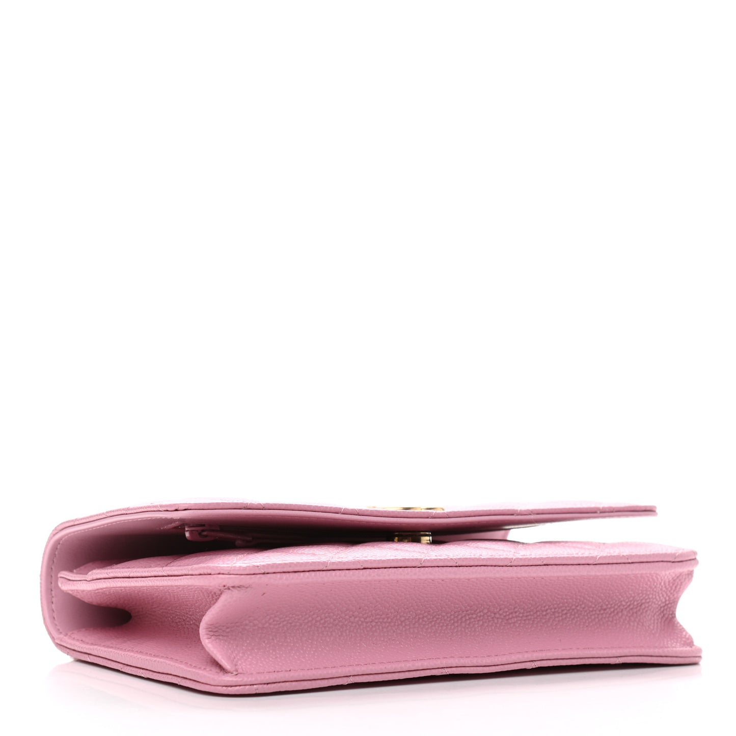 Shiny Caviar Quilted Pick Me Up Wallet On Chain WOC Pink
