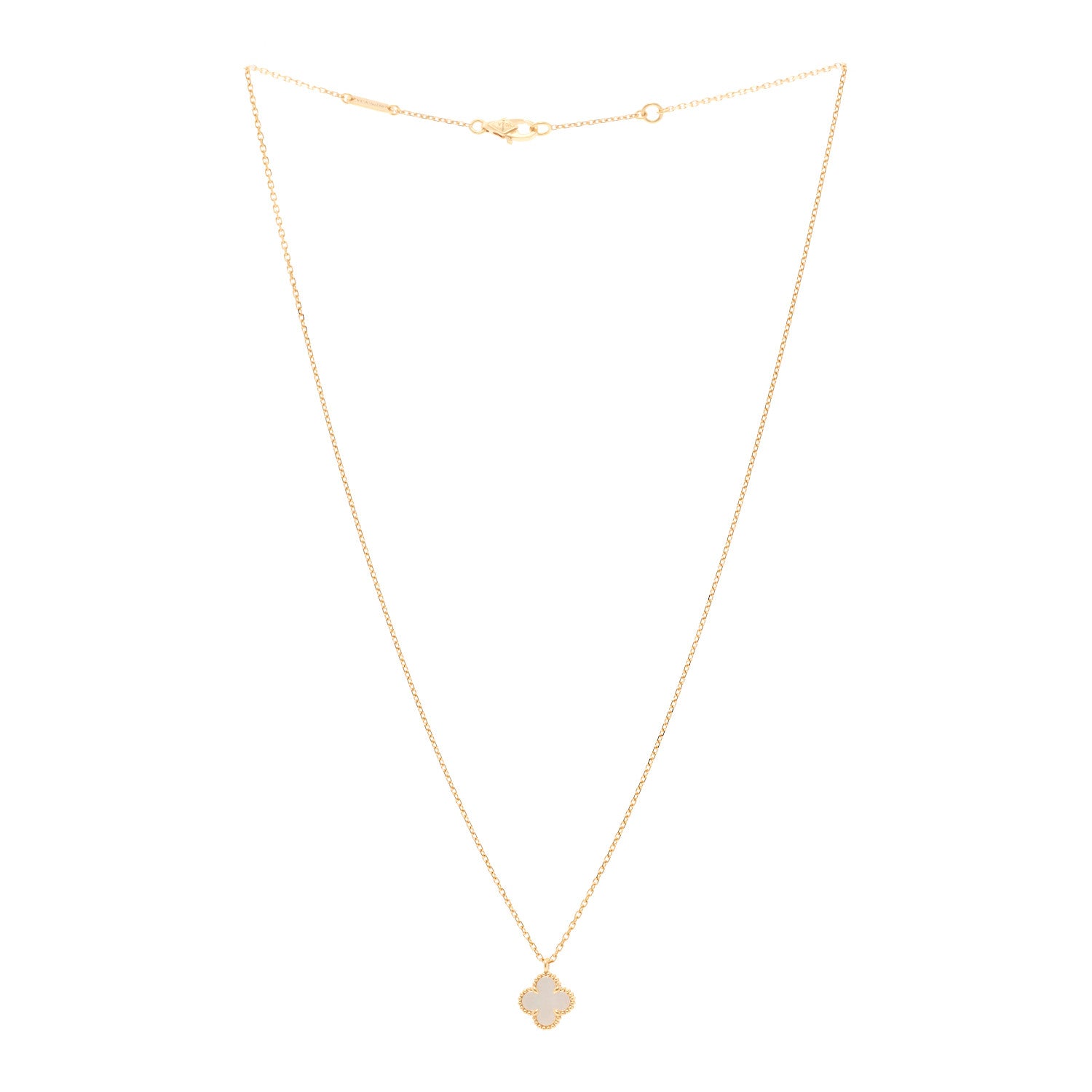 Van Cleef & Arpels 18K Yellow Gold Mother of Pearl Sweet Alhambra Pendant Necklace 3 of 4