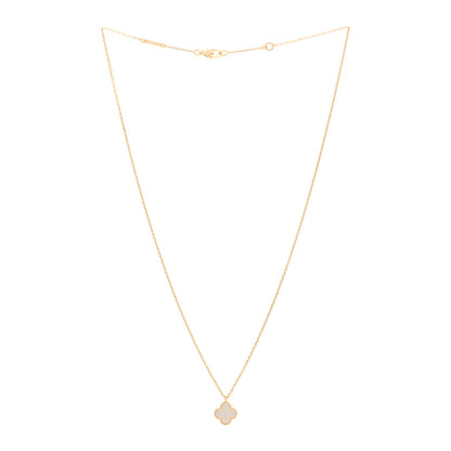 Van Cleef & Arpels 18K Yellow Gold Mother of Pearl Sweet Alhambra Pendant Necklace 3 of 4