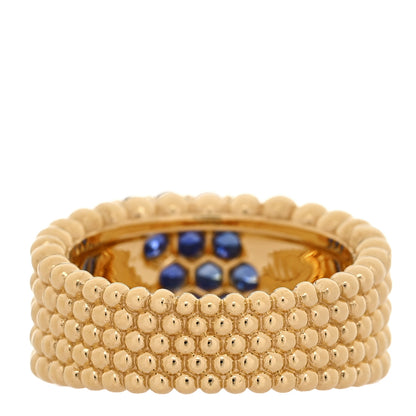 Van Cleef & Arpels 18K Yellow Gold Blue Sapphire Perlee Couleurs 5 Row Ring 55 7.25 3 of 5