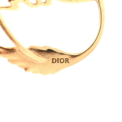 Christian Dior Metal Script Hoop Earrings Gold 4 of 4