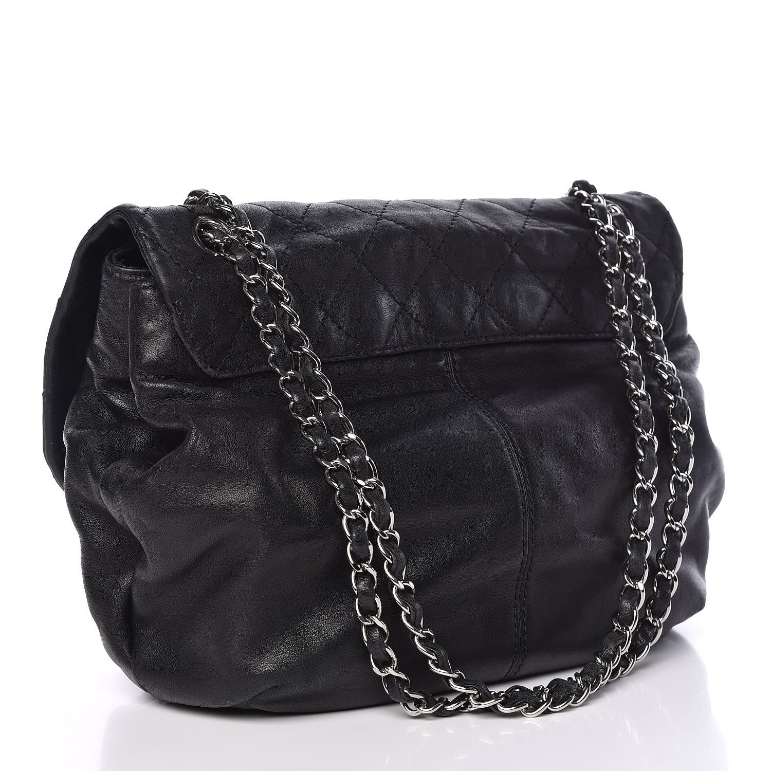 Chanel Shiny Lambskin Quilted Medium Trianon Messenger Flap Black 3 of 12