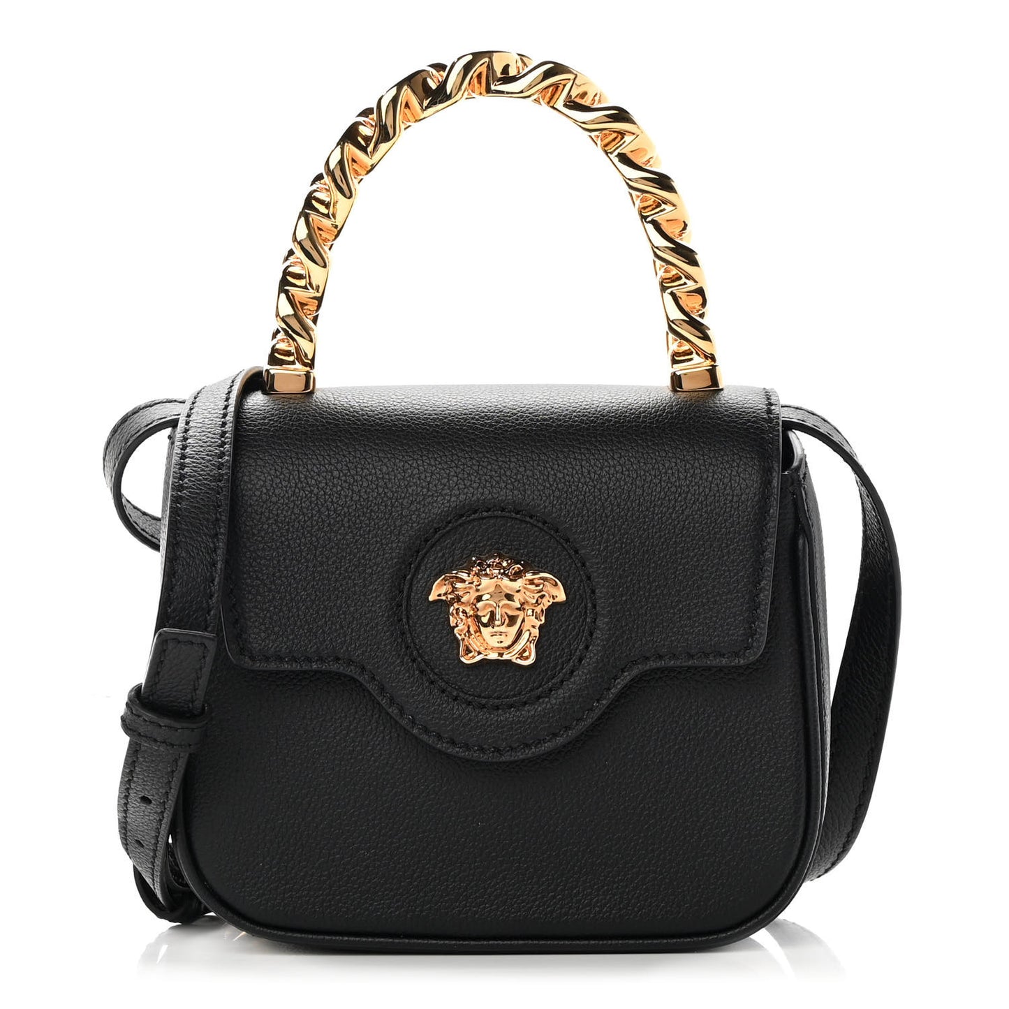 Grained Calfskin Mini La Medusa Bag Black