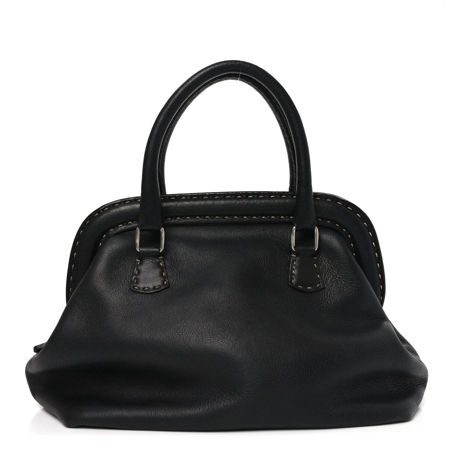 Fendi Calfskin Romano Selleria Adele 1328 Bag Black 1 of 13
