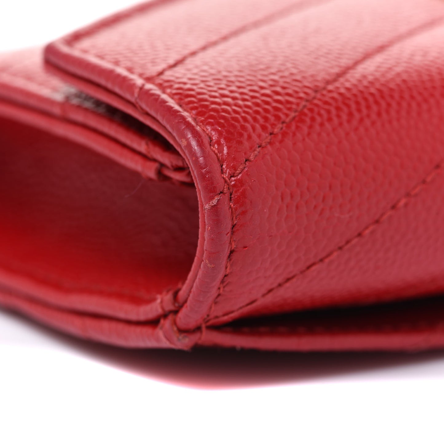 Grain De Poudre Matelasse Chevron Small Monogram Envelope Wallet Rouge Eros