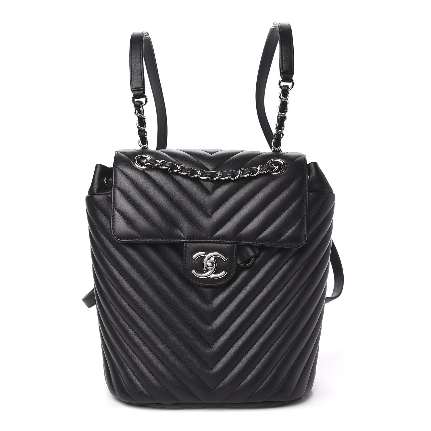 Chanel Calfskin Chevron Quilted Small Urban Spirit Backpack Black 1 of 10