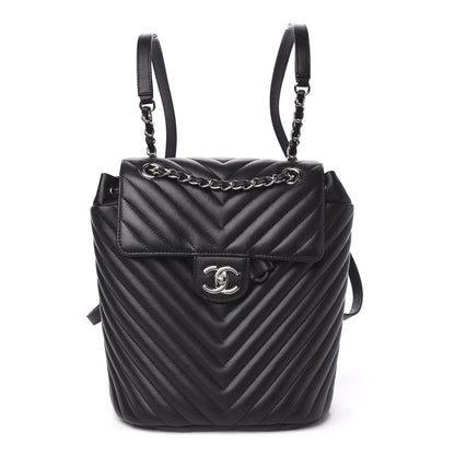 Chanel Calfskin Chevron Quilted Small Urban Spirit Backpack Black 1 of 10