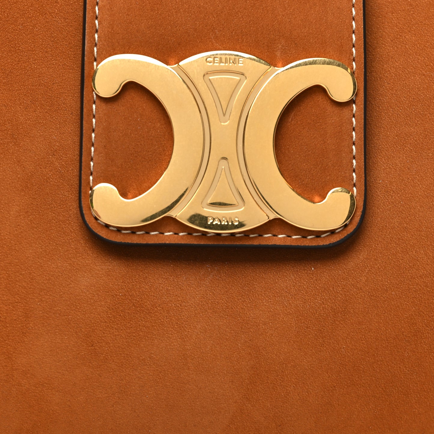 Suede Medium Strap Ava Triomphe Shoulder Bag Camel