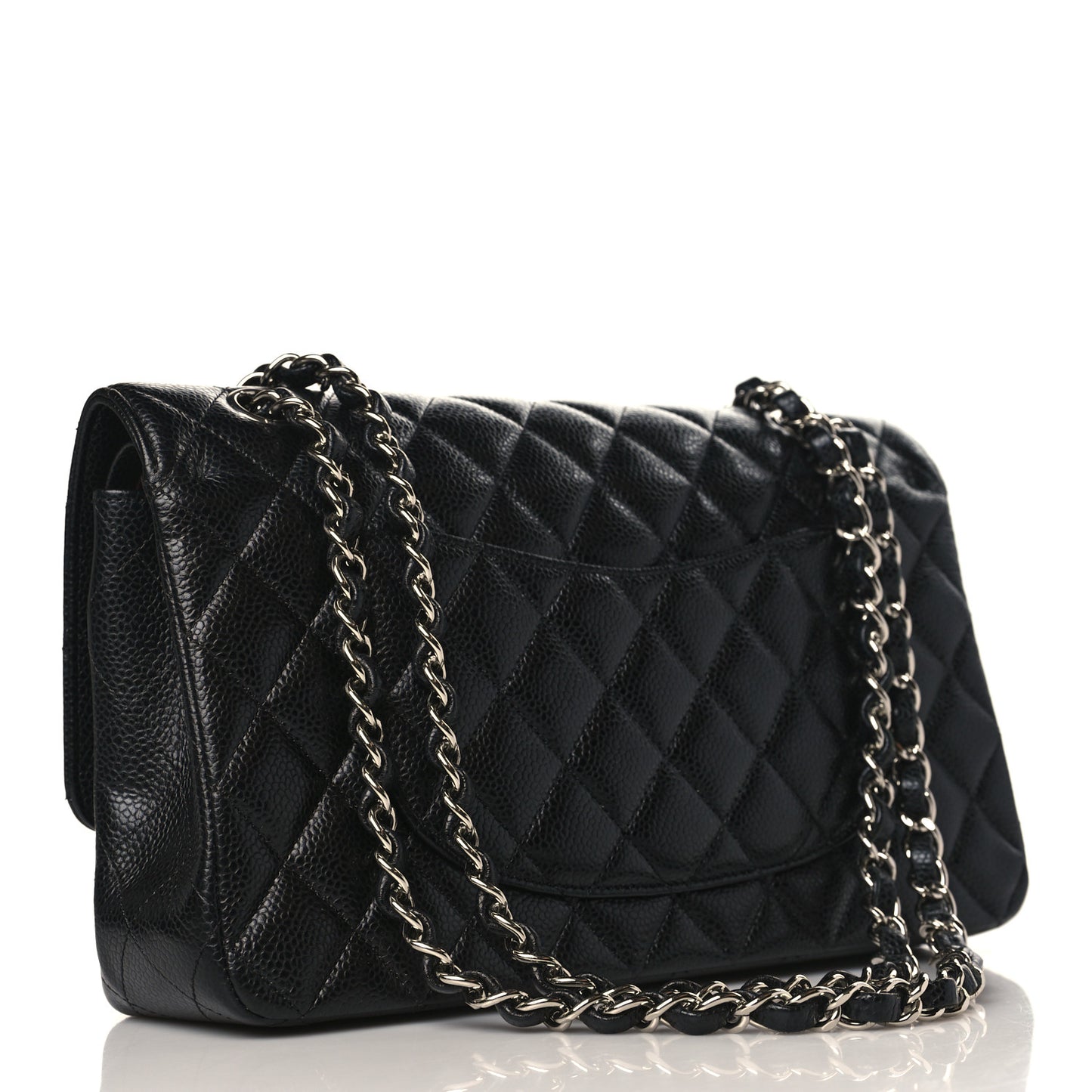 Caviar Quilted Medium Double Flap Black
