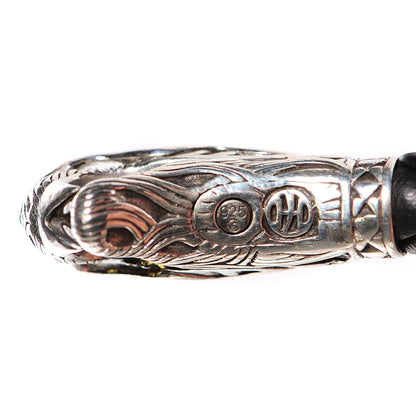 John Hardy Sterling Silver Woven Leather Naga M Bracelet Black 5 of 6