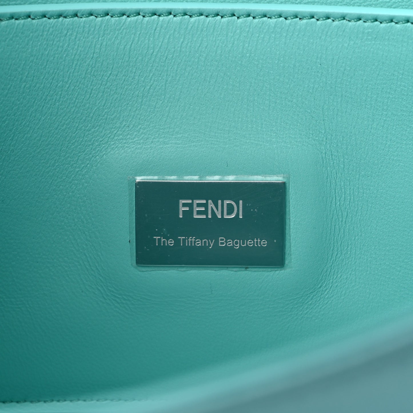 X TIFFANY Satin Nappa Silver Baguette Blue Tiffany Silver