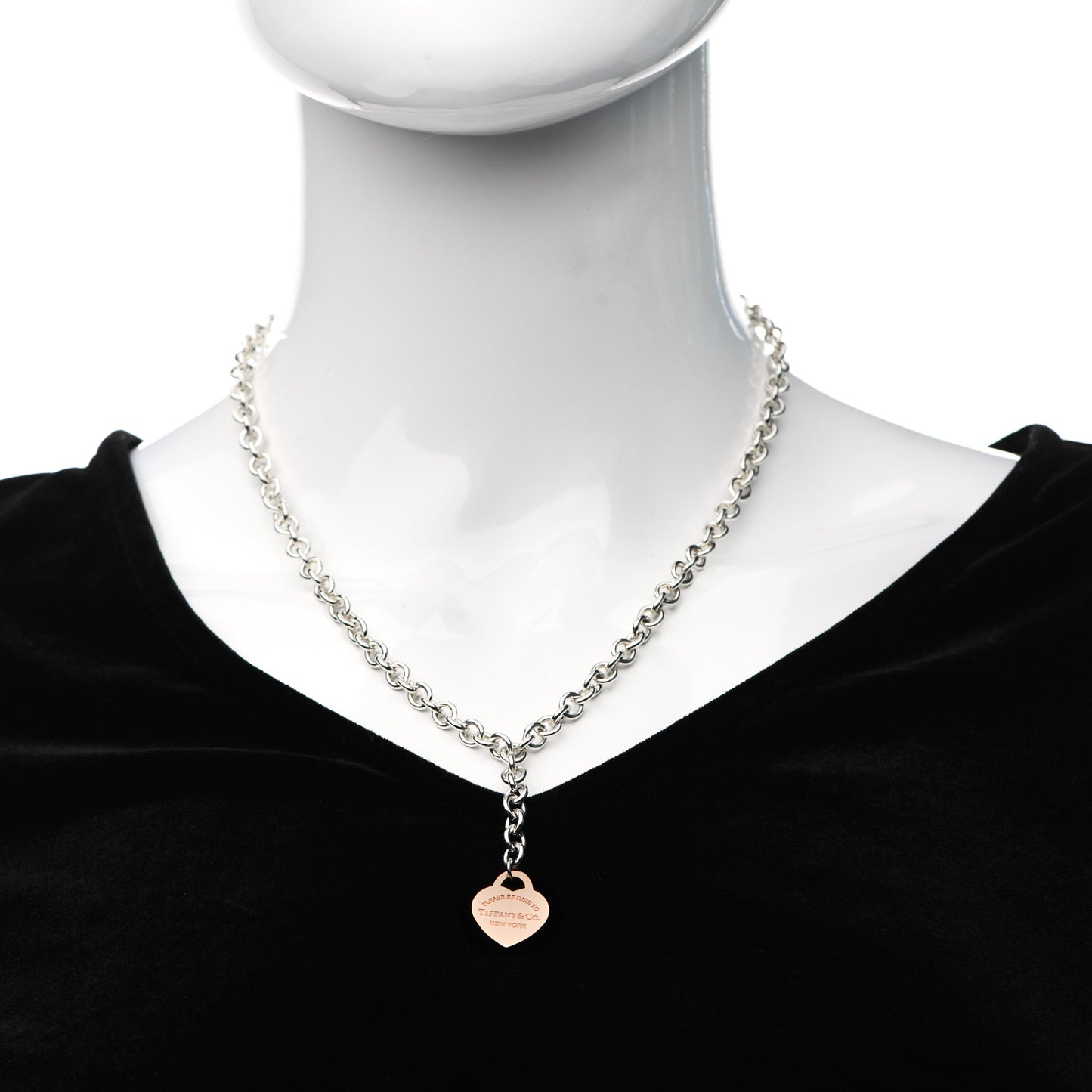 Sterling Silver Rubedo Heart Tag Lariat Necklace