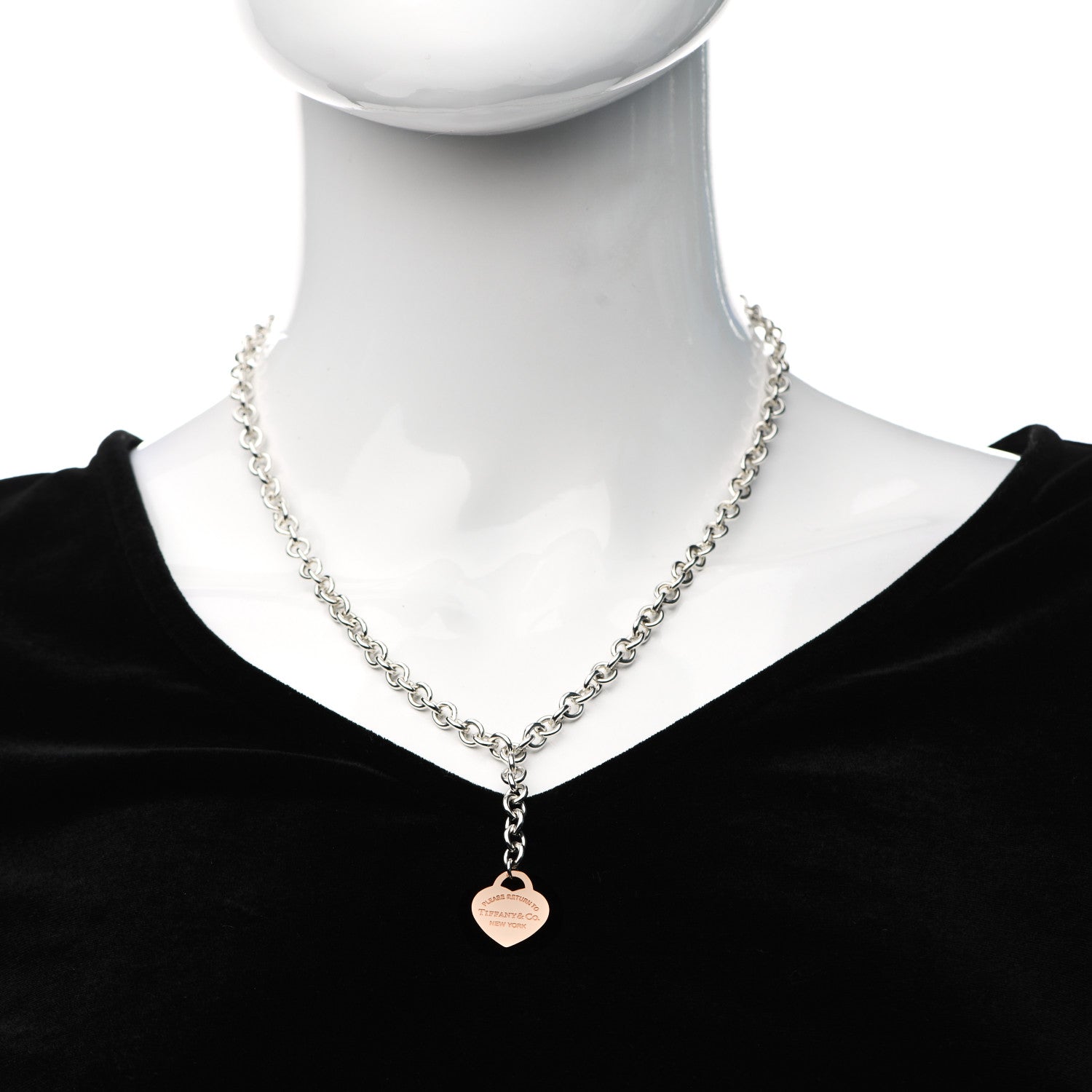 Tiffany Sterling Silver Rubedo Heart Tag Lariat Necklace 2 of 6