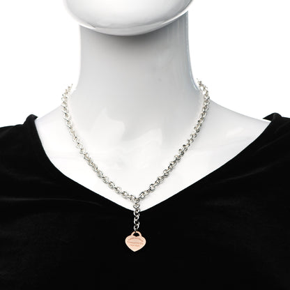 Tiffany Sterling Silver Rubedo Heart Tag Lariat Necklace 2 of 6