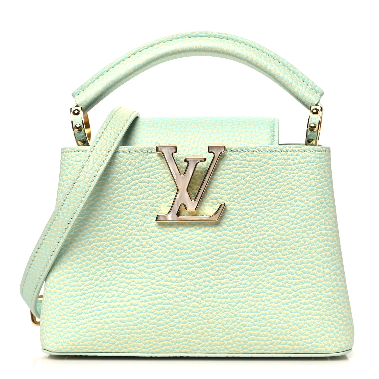 Louis Vuitton Taurillon Summer Stardust Mini Capucines  Vert D'eau 1 of 10
