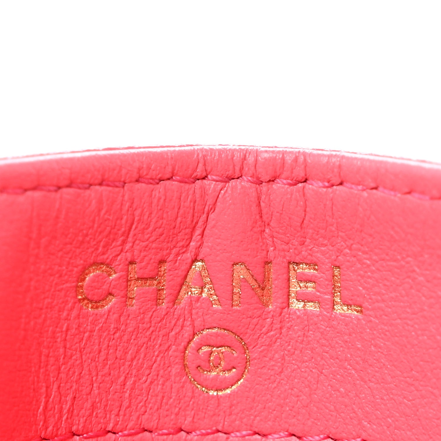 Chanel Caviar Quilted Chain CC Card Holder Dark Pink 6 of 9