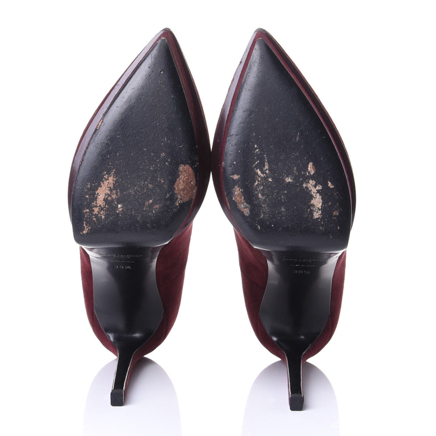 Saint Laurent Suede Janis 105 Platform Pumps 38.5 Burgundy 8 of 11