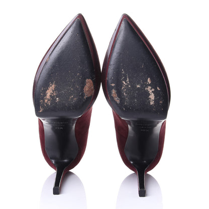 Saint Laurent Suede Janis 105 Platform Pumps 38.5 Burgundy 8 of 11