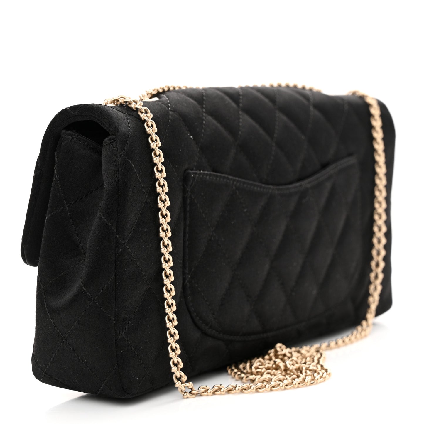 Satin Quilted Precious Jewel East West Flap Black