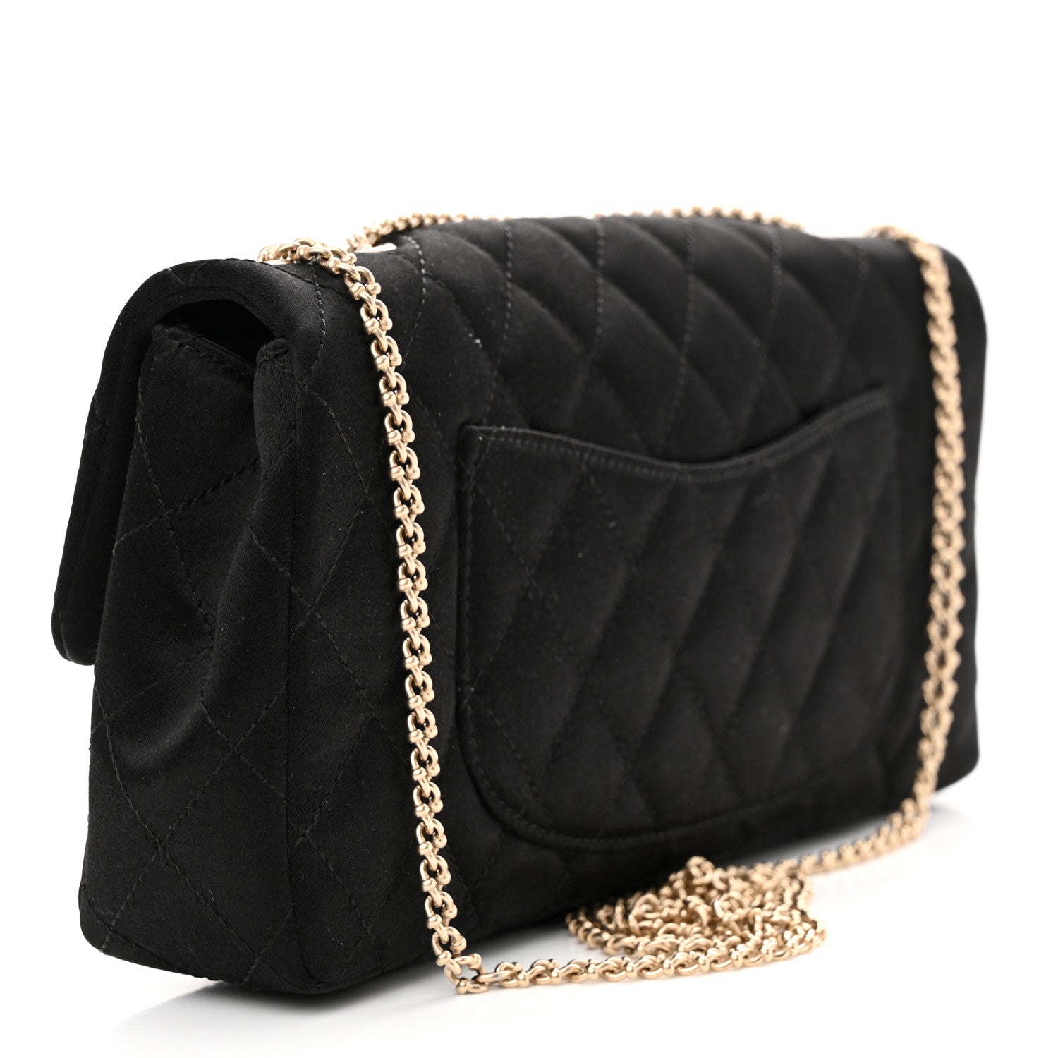 Chanel Satin Quilted Precious Jewel East West Flap Black 3 of 12