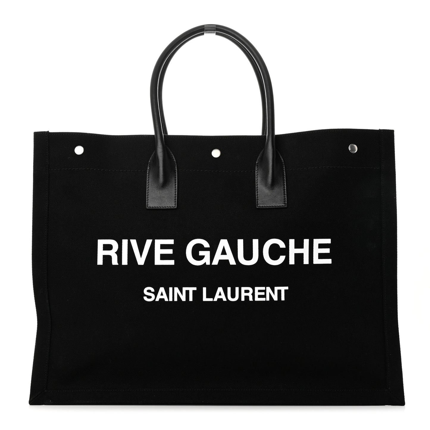 Linen Calfskin Rive Gauche Tote Black