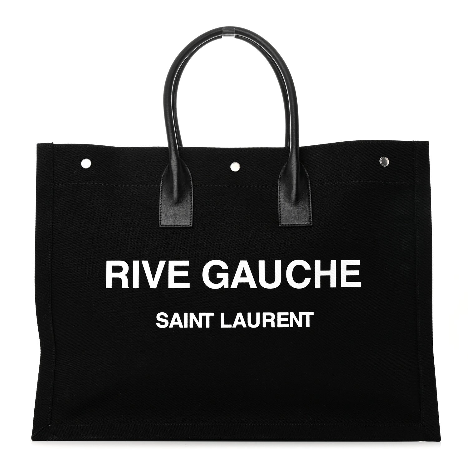 Saint Laurent Linen Calfskin Rive Gauche Tote Black 1 of 15