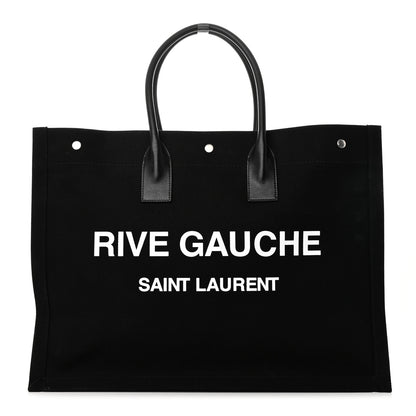 Saint Laurent Linen Calfskin Rive Gauche Tote Black 1 of 15