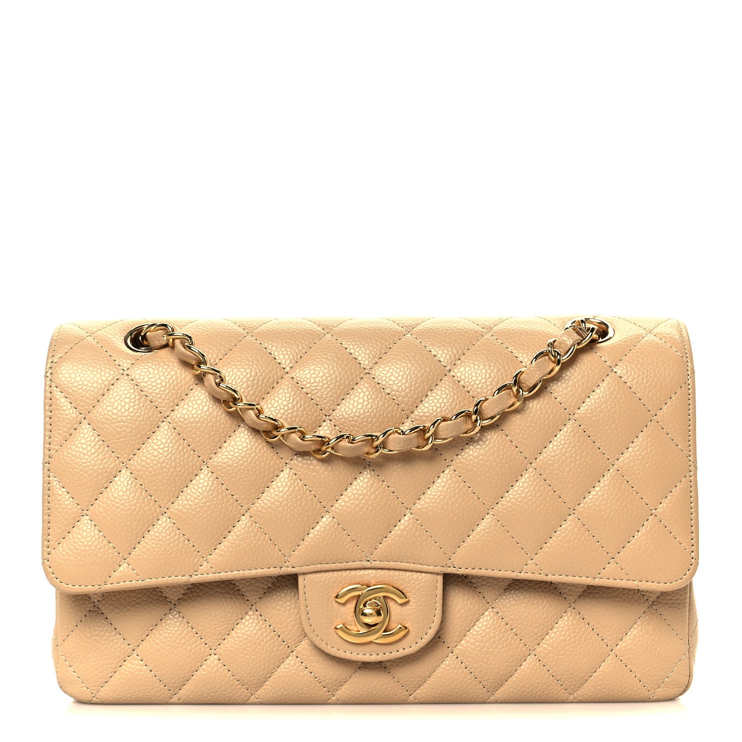 Chanel Caviar Quilted Medium Double Flap Beige Clair 1 of 12