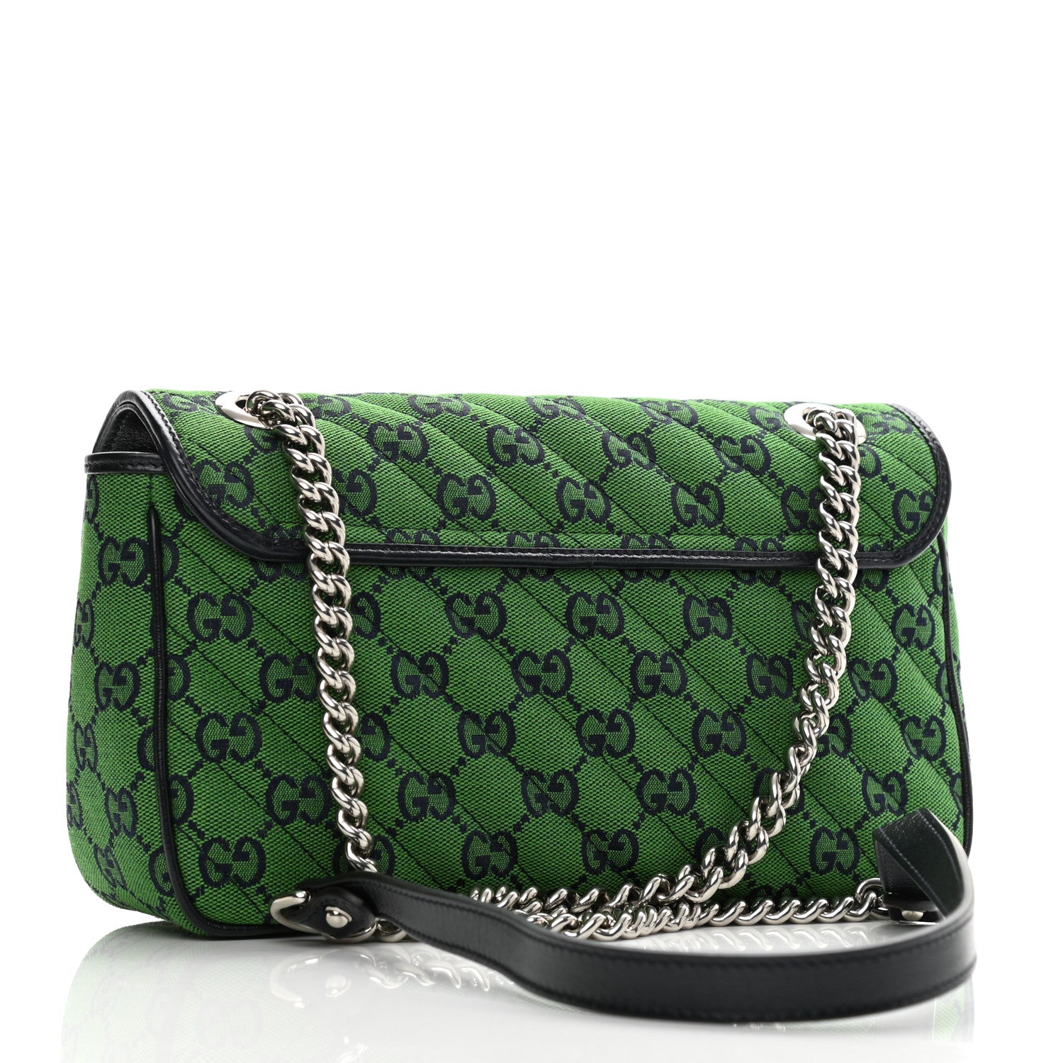 Gucci Monogram Multicolor Matelasse Diagonal Small GG Marmont Shoulder Bag Green Blue 3 of 10