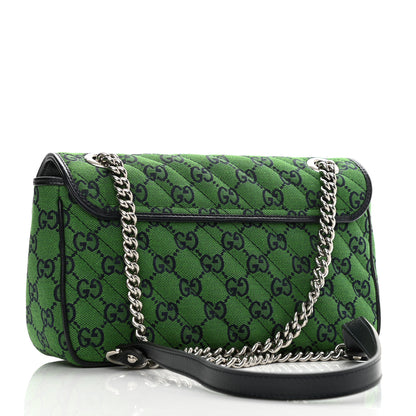 Gucci Monogram Multicolor Matelasse Diagonal Small GG Marmont Shoulder Bag Green Blue 3 of 10