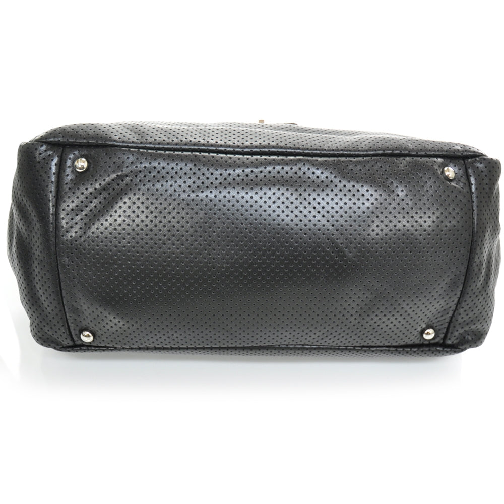 Chanel Metallic Calfskin Perforated Large Drill Accordion Flap Black 4 of 11