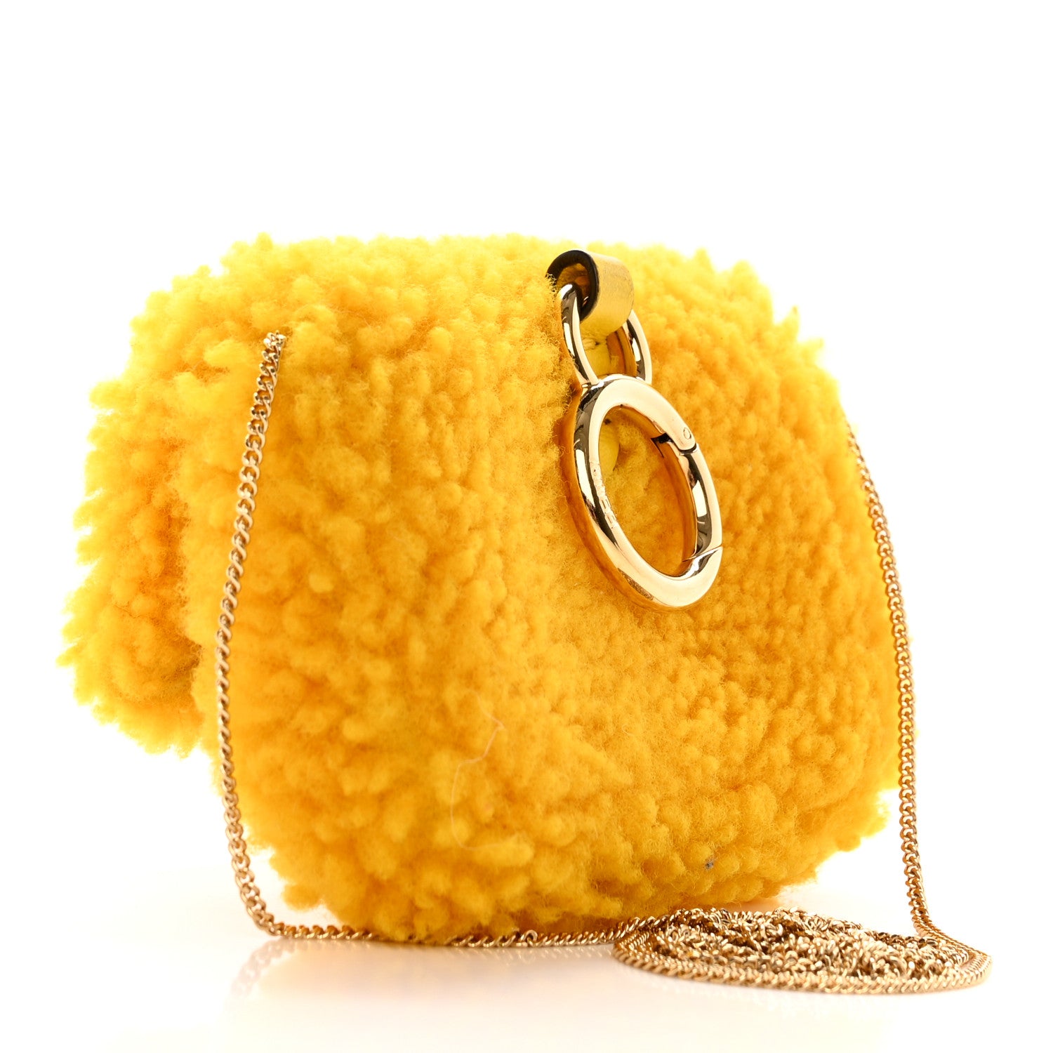 Fendi Shearling Vitello Grace Nano Baguette Charm Narciso 3 of 12