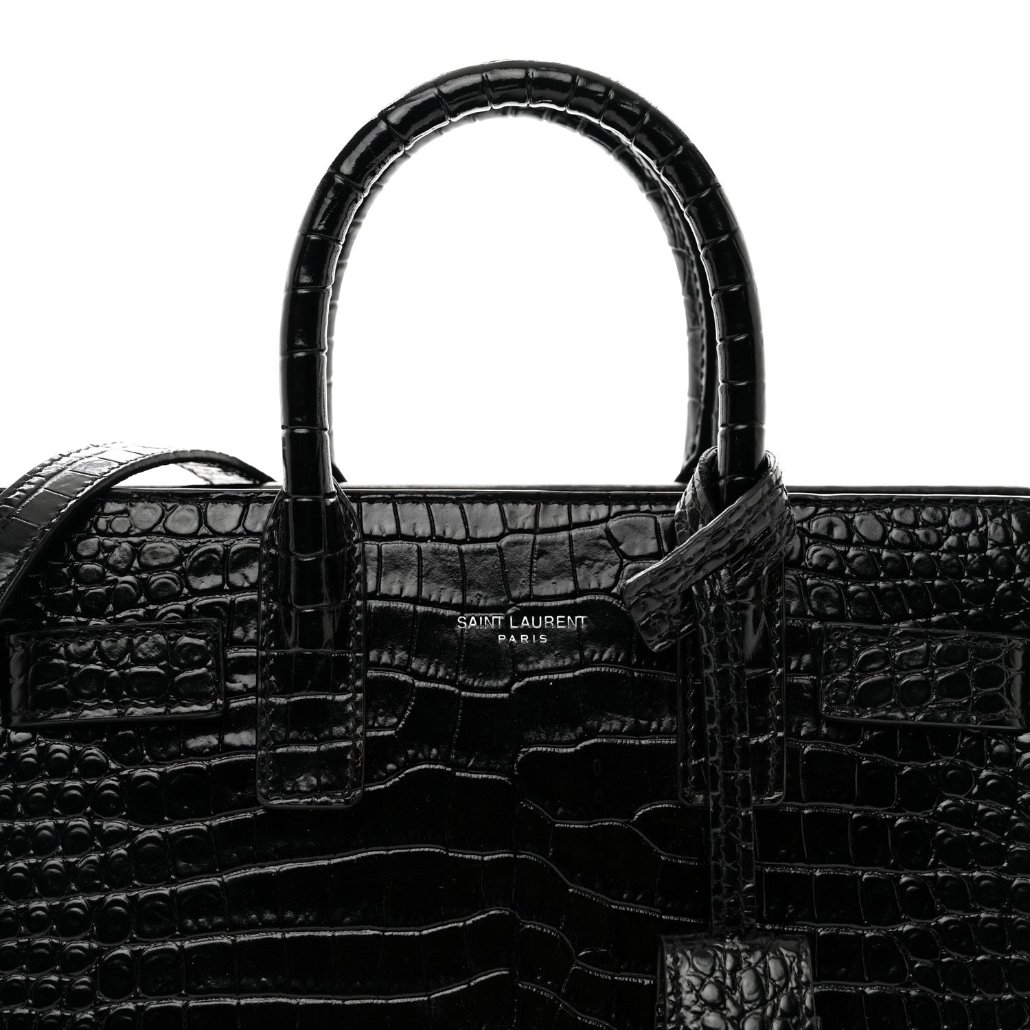 Saint Laurent Calfskin Crocodile Embossed Nano Sac De Jour Black 5 of 10