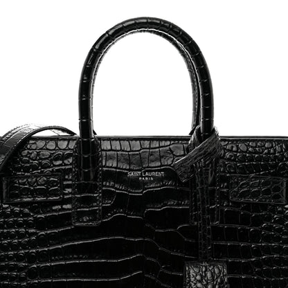 Saint Laurent Calfskin Crocodile Embossed Nano Sac De Jour Black 5 of 10
