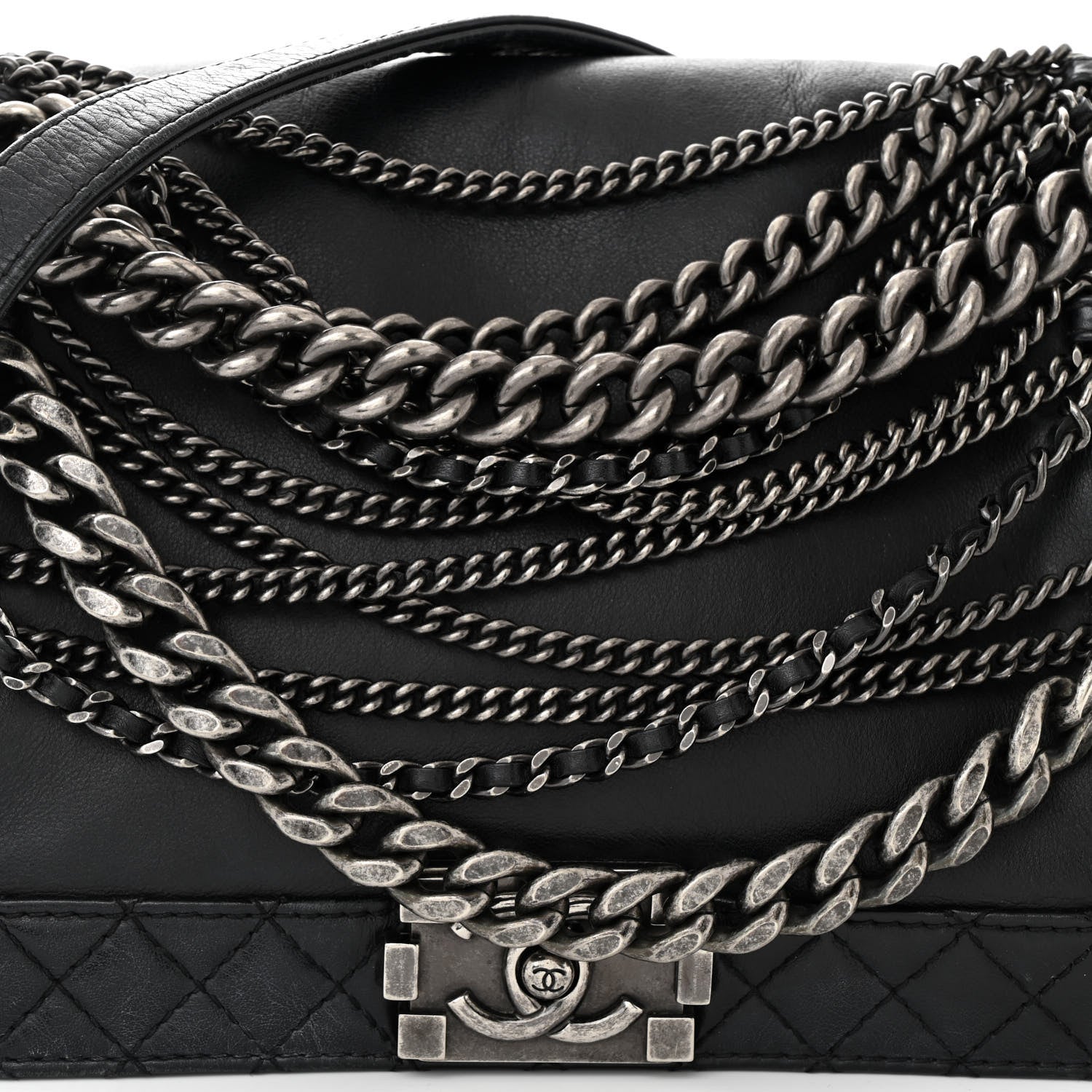 Chanel Calfskin Enchained New Medium Boy Flap Black 8 of 11