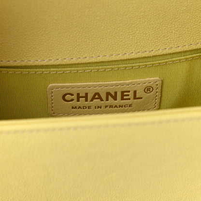 Chanel Caviar Chevron Quilted Small Boy Flap Yellow 6 of 9