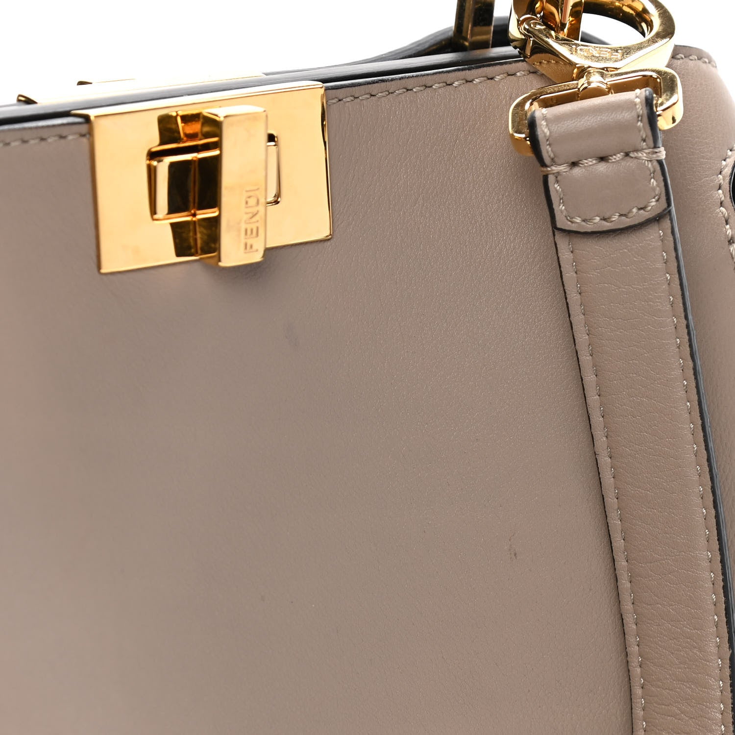 Fendi Vitello Tahiti Burro Medium Peekaboo Iconic Essentially Satchel Tortora Black 19 of 22