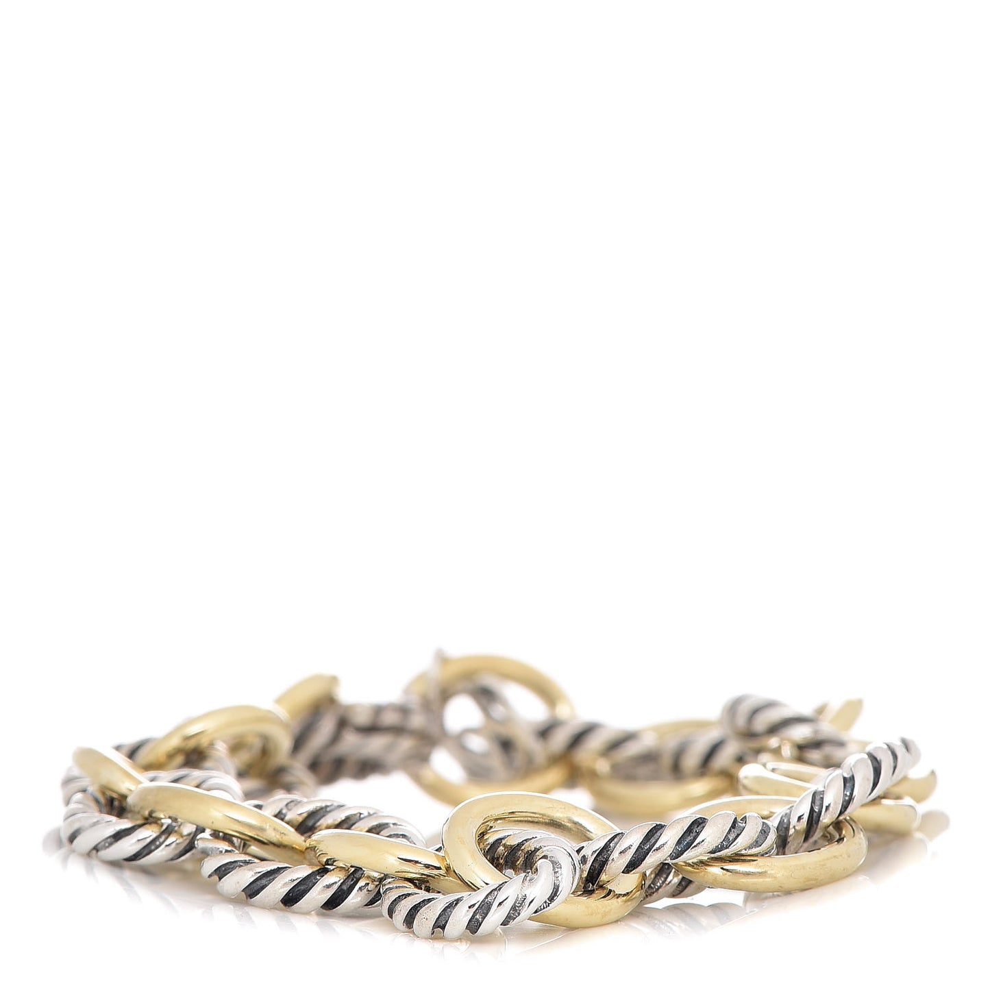 Sterling Silver 18K Yellow Gold 10mm Medium Oval Link Bracelet