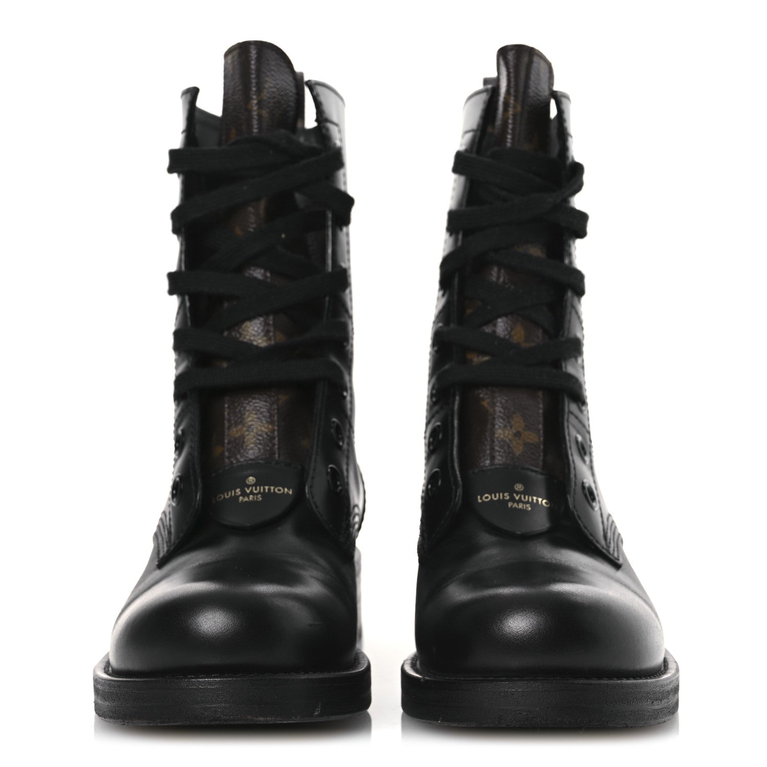 Louis Vuitton Calfskin Monogram Metropolis Flat Ranger Boots 37.5 Black 3 of 13