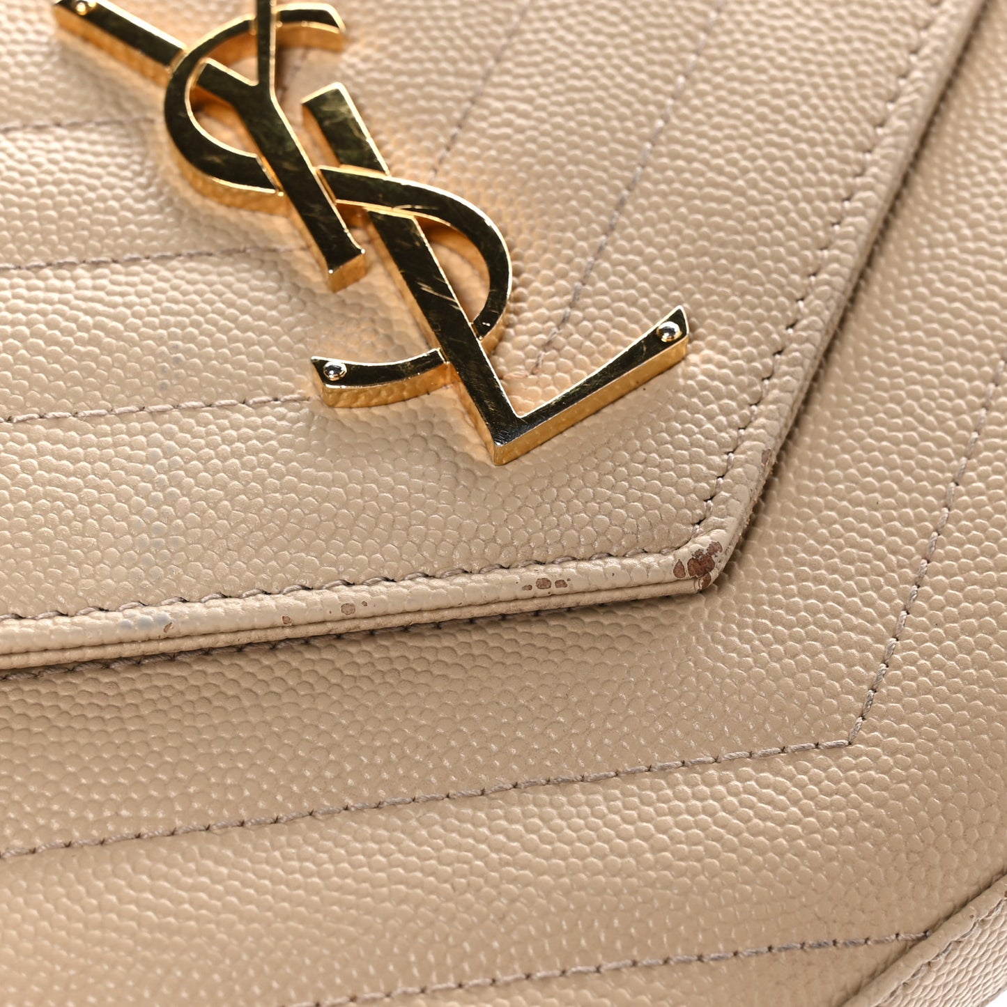 Grain De Poudre Matelasse Chevron Monogram Chain Wallet Dark Latte
